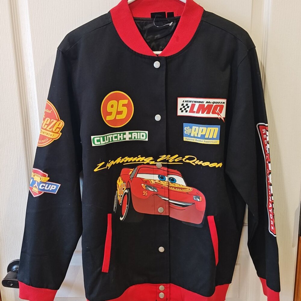 Disney Lightning Mcqueen Cars Racing Patches Pixar Motorcycle Style Jacket - XS